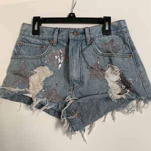 Denim shorts with stars